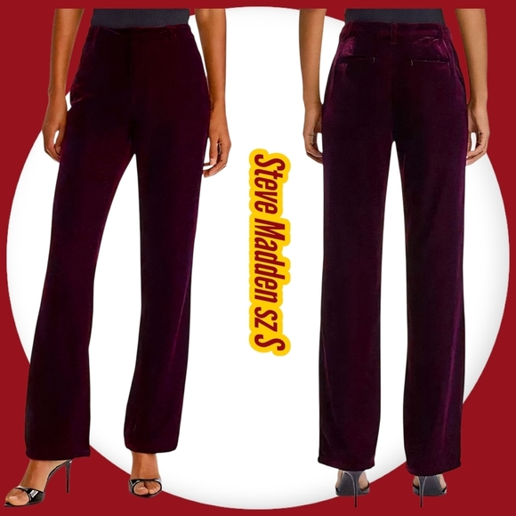 STEVE MADDEN Woman's Mercer Velvet Straight Leg Pants - Picture 1 of 11